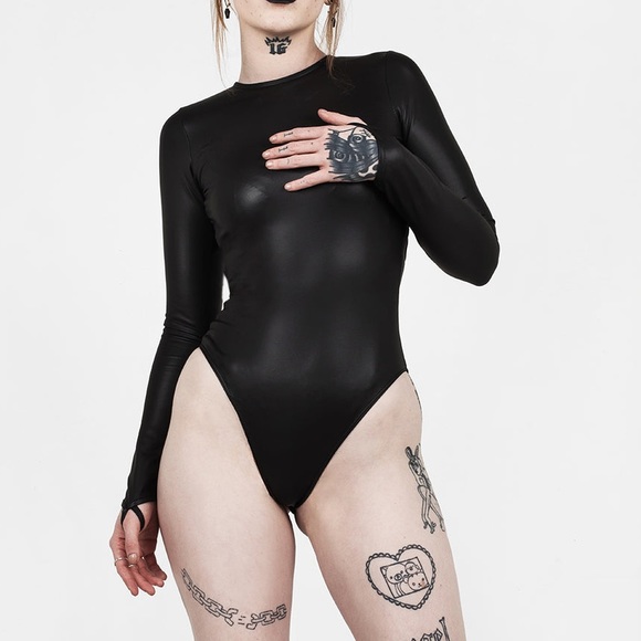 COPY - PU leather scoop back bodysuit - Picture 6 of 6